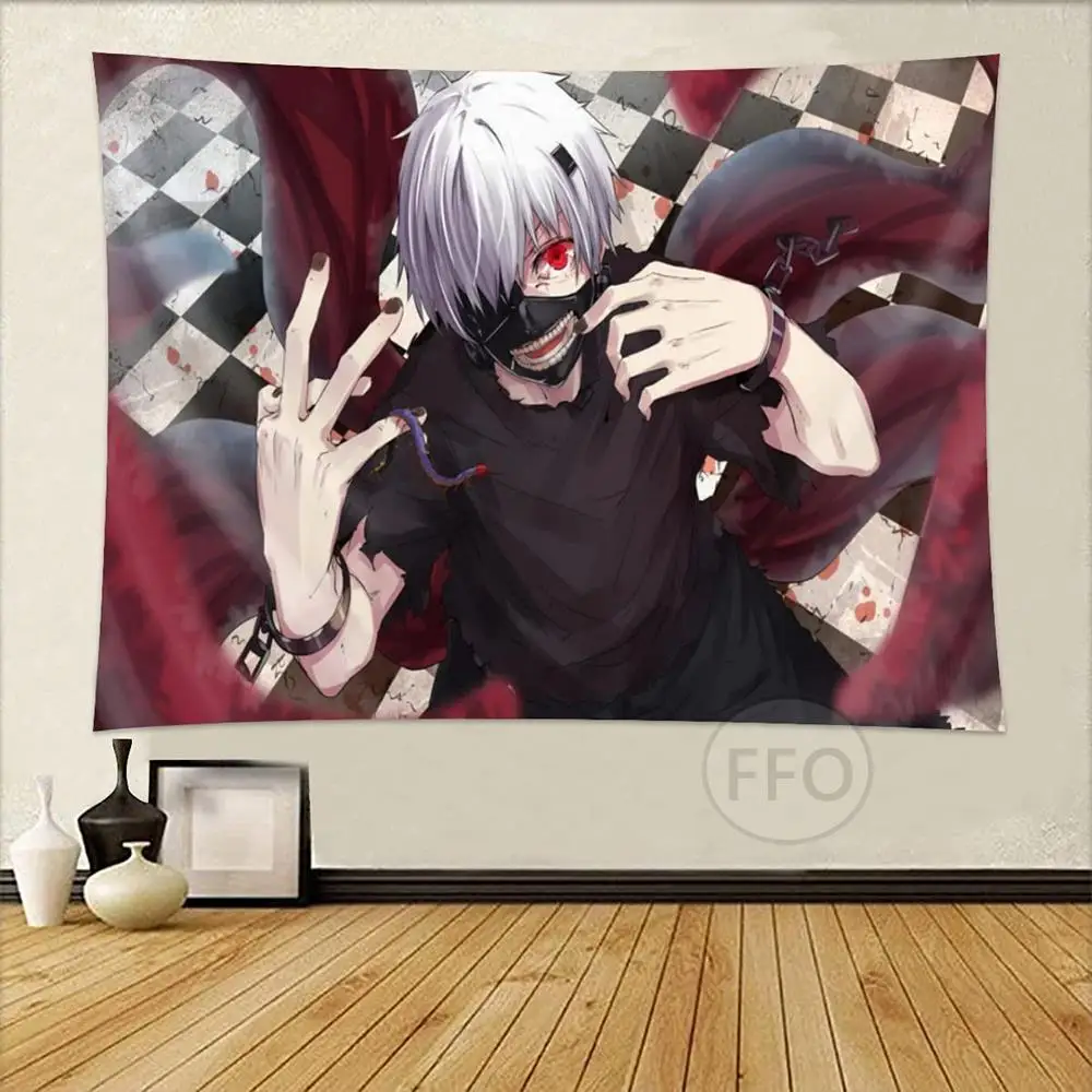 

Hot Sale Anime Tokyo Ghoul Art Poster Tapestry Kawaii Wall Decor Manga Tapestry Room Decoration Aesthetic Tapestries For Bedroom