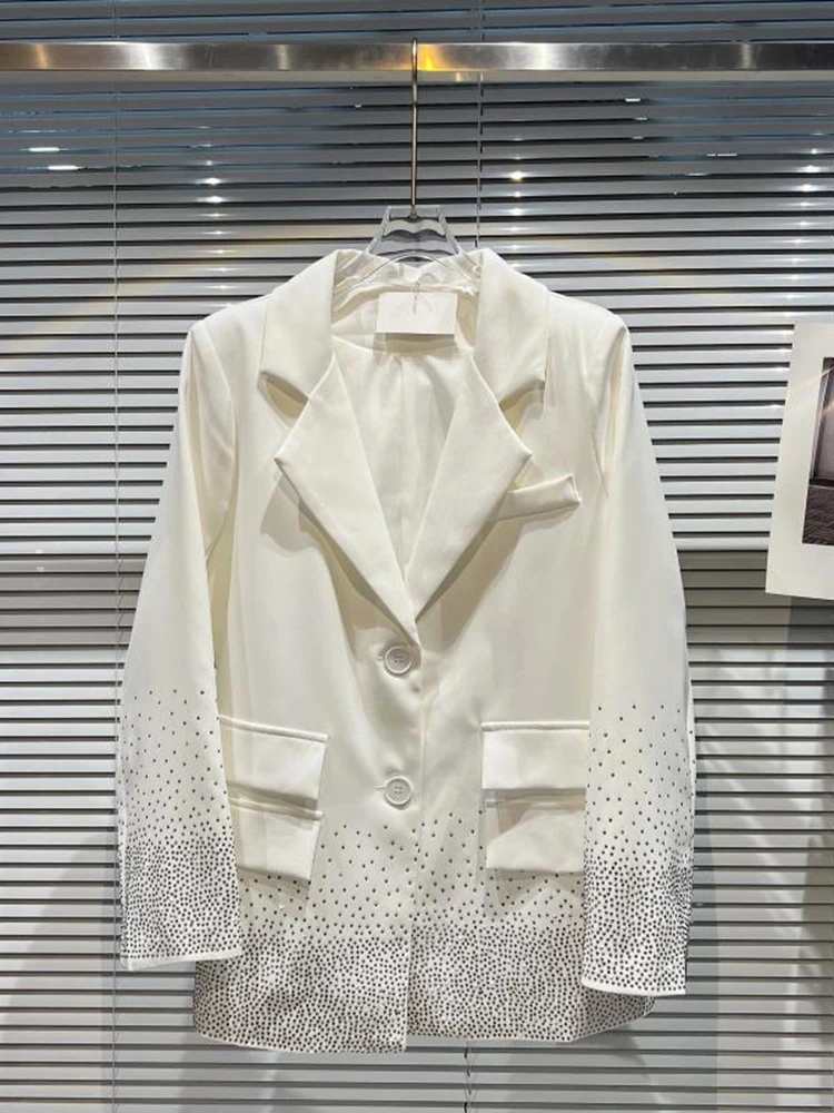 

HIGH STREET Newest 2022 Designer Jacket Women's Glitter Diamonds Beaded Blazer