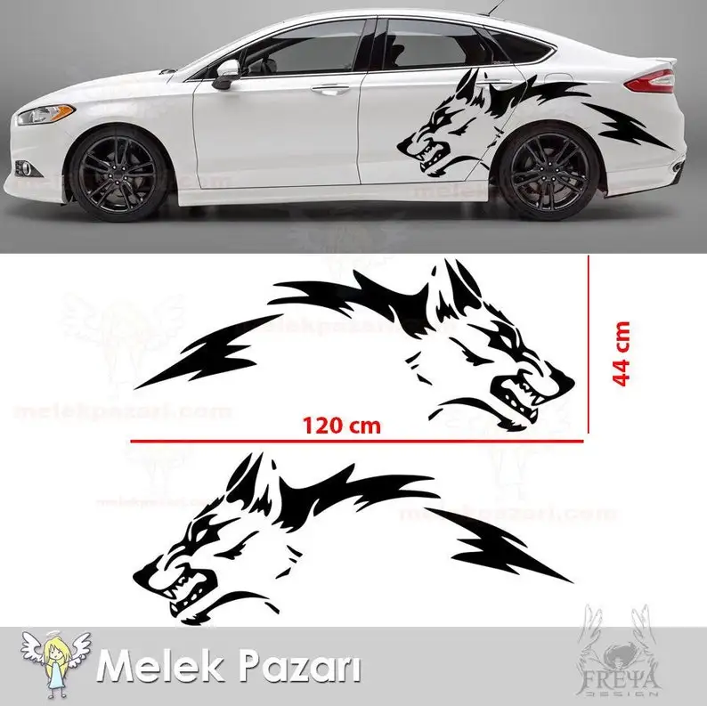 

Wolf Fender Top Side Trunk Car Sticker, Wolf Decal