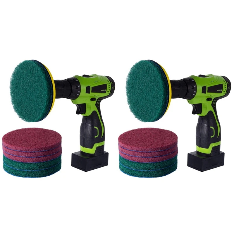 

16 Pcs 5 Inch Drill Power Brush Tile Scrubber Scouring Pads Cleaning Kit, (Drill NOT Included)