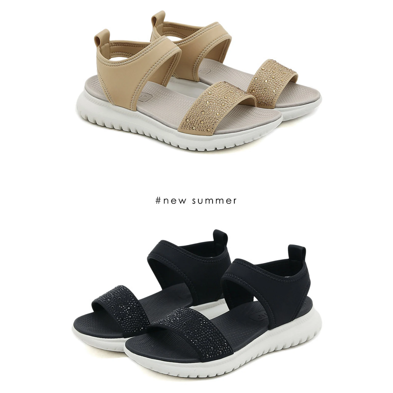 Summer Women's Sports Sandals With Rhinestone Comfortable Breathable Shoes For Shopping Dating