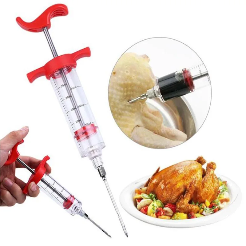 

BBQ Food Grade PP Stainless Steel Needles Spice Syringe Set Meat Flavor Injector Kithen Sauce Marinade Syringe Accessory