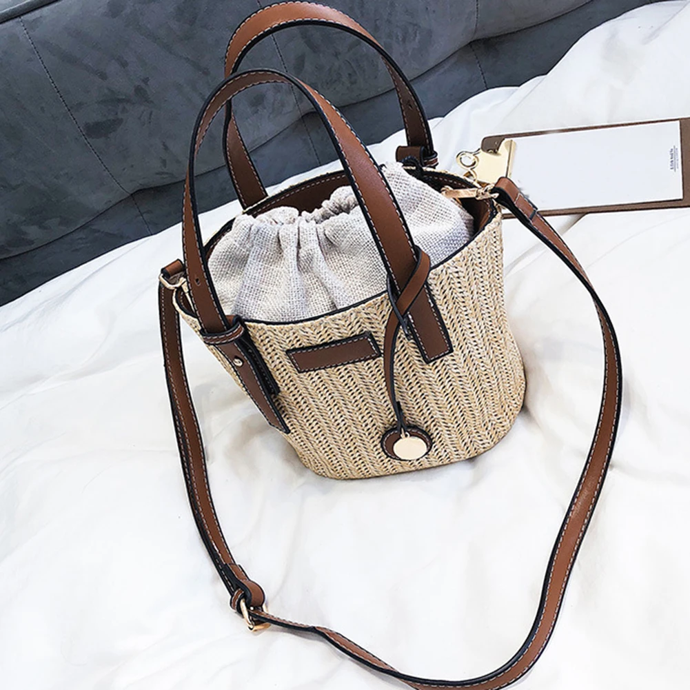 

2022 модная женская летняя соломенная большая сумка-тоут, Пляжная Повседневная сумка через плечо, сумка ручной работы, корзина, сумки для хран...