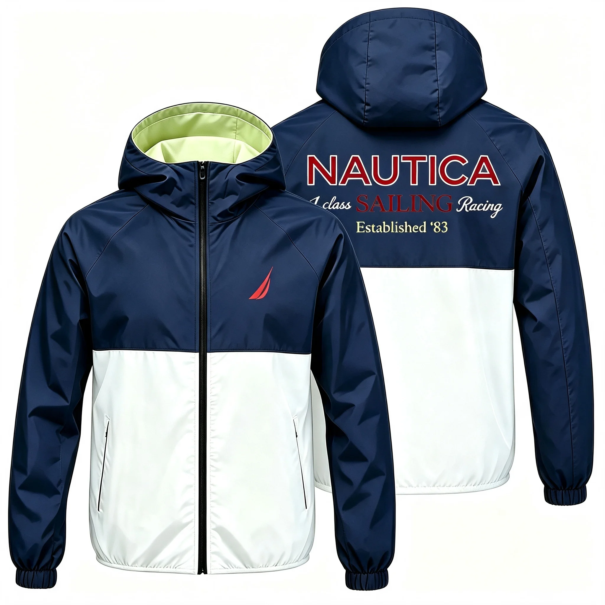 Фото Ветровка NAUTICA с капюшоном, куртка с логотипом парусной лодки на молнии, солнцезащитная куртка, модное пальто для занятий спортом на открытом воздухе №2