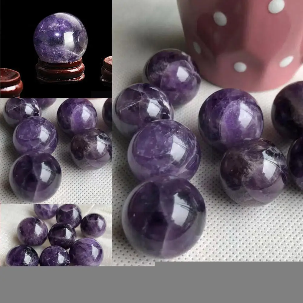

Пурпурный камень, хрустальный шар фэн-шуй, декоративный шар, каменная подставка, Декор для дома и глобальной фотосъемки, стеклянное стекло ...
