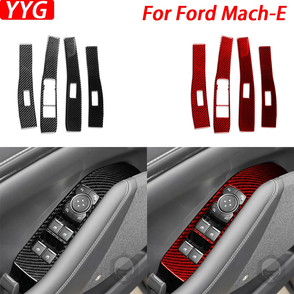 Для Ford Mustang Mach-E Mach E 2021 2022 переключатель подъема окна из углеродного волокна