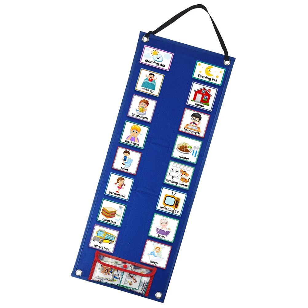 

Children's Schedule Pocket Calendar Kids Daily Routine Chart Toddler Visual Bedtime Toddlers Board Table