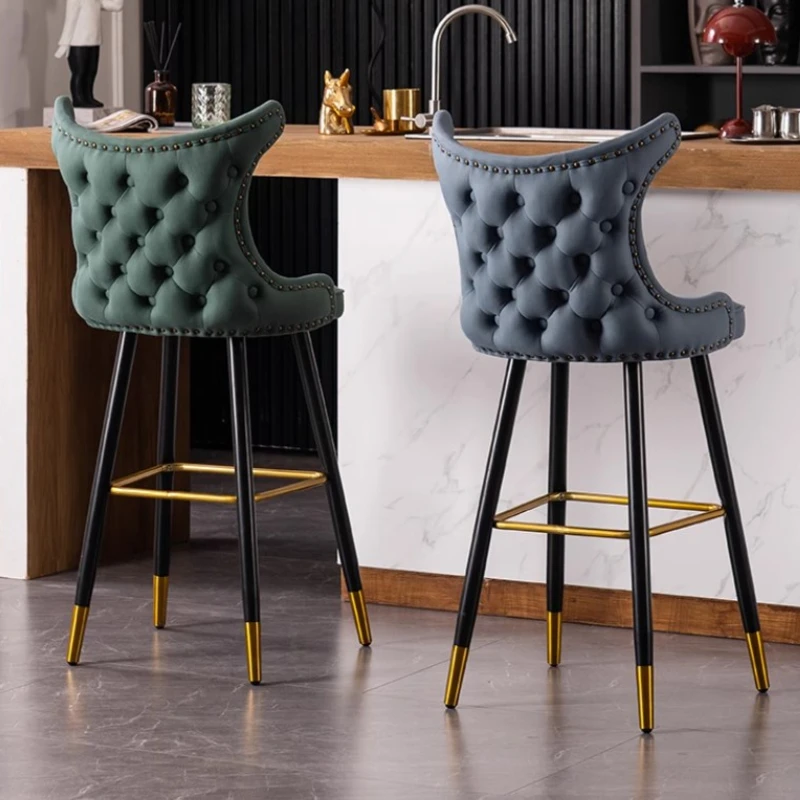 Стильный барный стул минималистичный простой бархатный современная кожаная