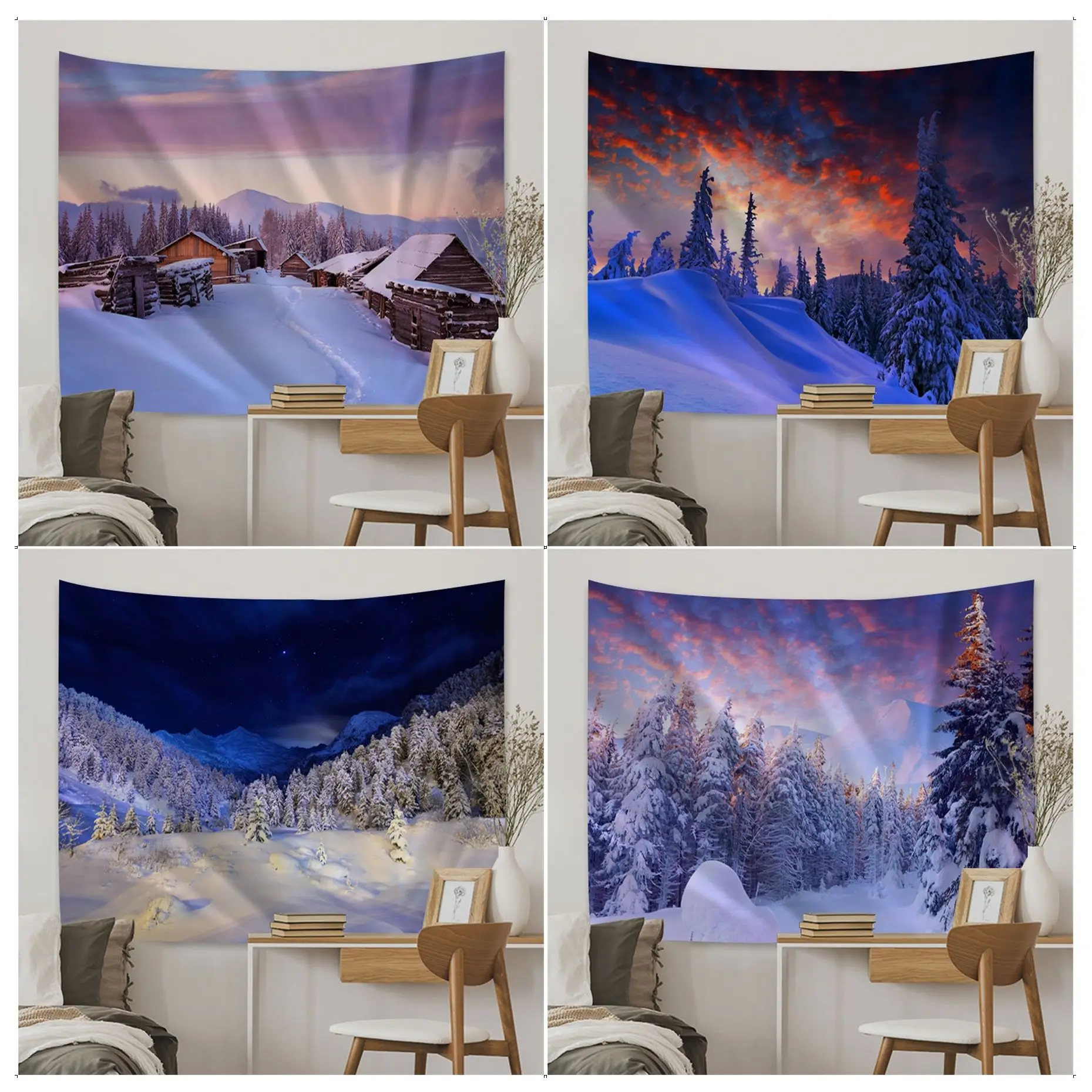 

Winter Snow Hippie Wall Hanging Tapestries Hanging Tarot Hippie Wall Rugs Dorm Wall Hanging Home Decor