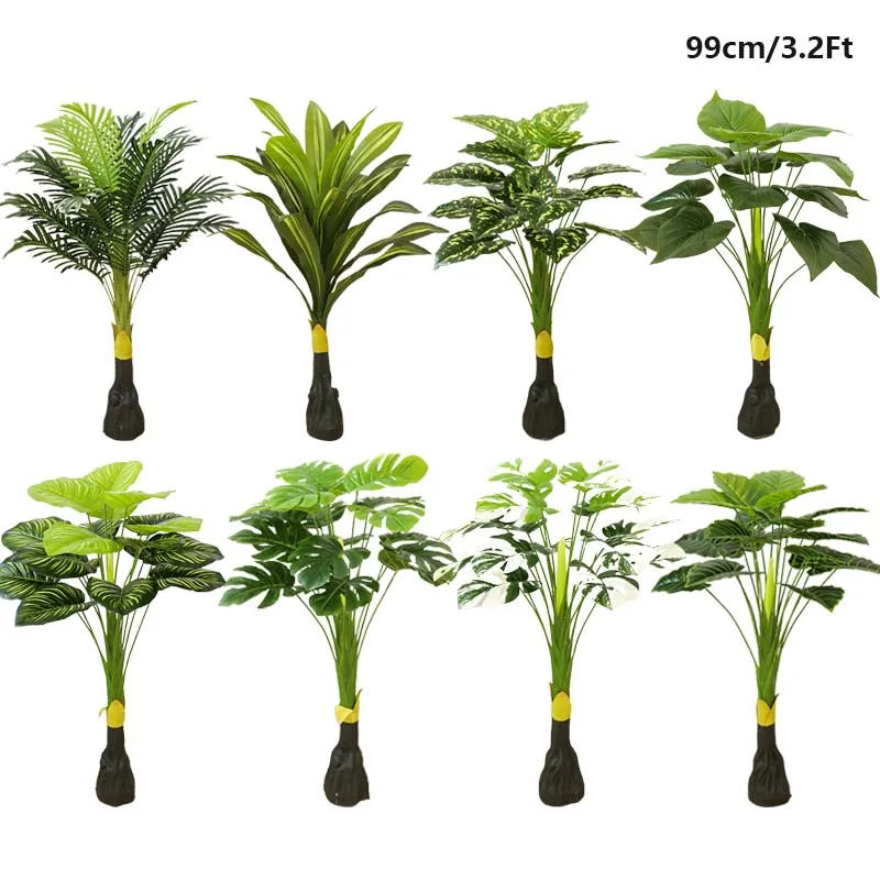 

99cm Artificial Green Plants Palm Leaves Plant Fake Monstera Turtle Leaf Tropical Large Tree for Home Office Interior Decoration