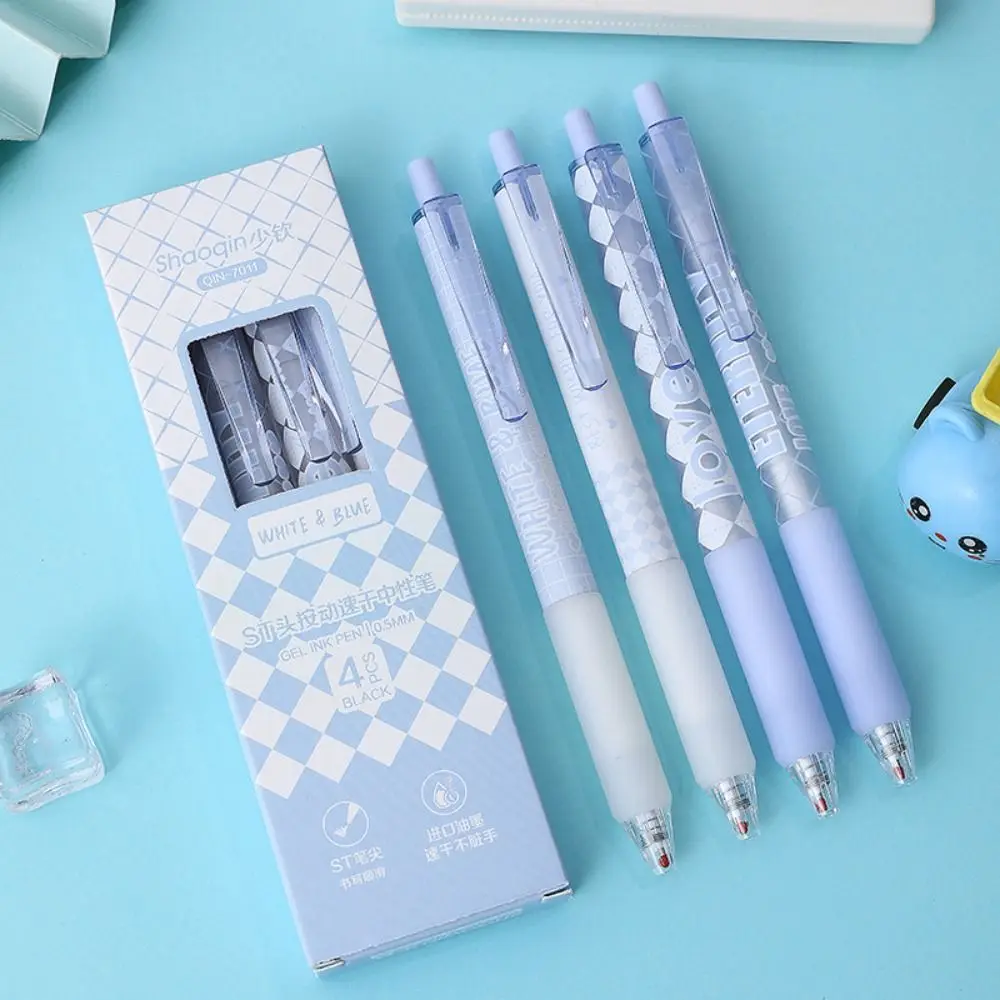 

0.5mm Press Gel Pen 4pcs/set Quick-Drying ST Nib Neutral Gel Pen Black Ink Writing Smoothly Signature Pen Stationery