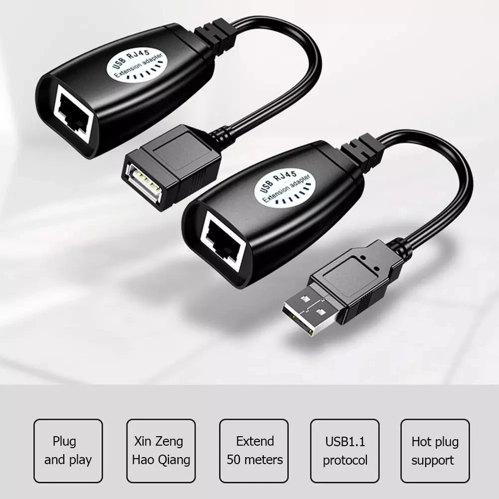 HW-RJ11 USB extender 50m usb2.0 to RJ45 network extender USB extension signal amplifier Network LAN Connector USB Ethernet