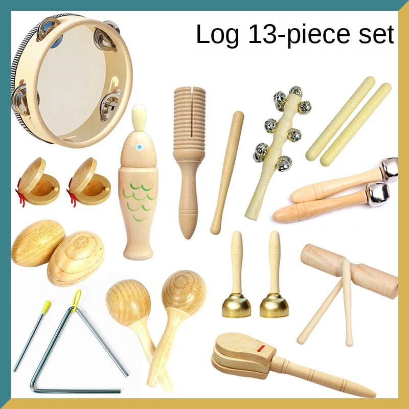 

Orff Percussion Instrument Set Children's Early Education Castanets Sand Hammer Tambourine Triangle Iron Double Ring Bell