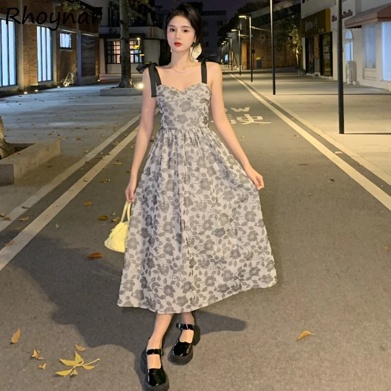 

Женское платье без рукавов с цветочным принтом и высокой талией в Корейском стиле Молодежная модная повседневная трапециевидная летняя ун...