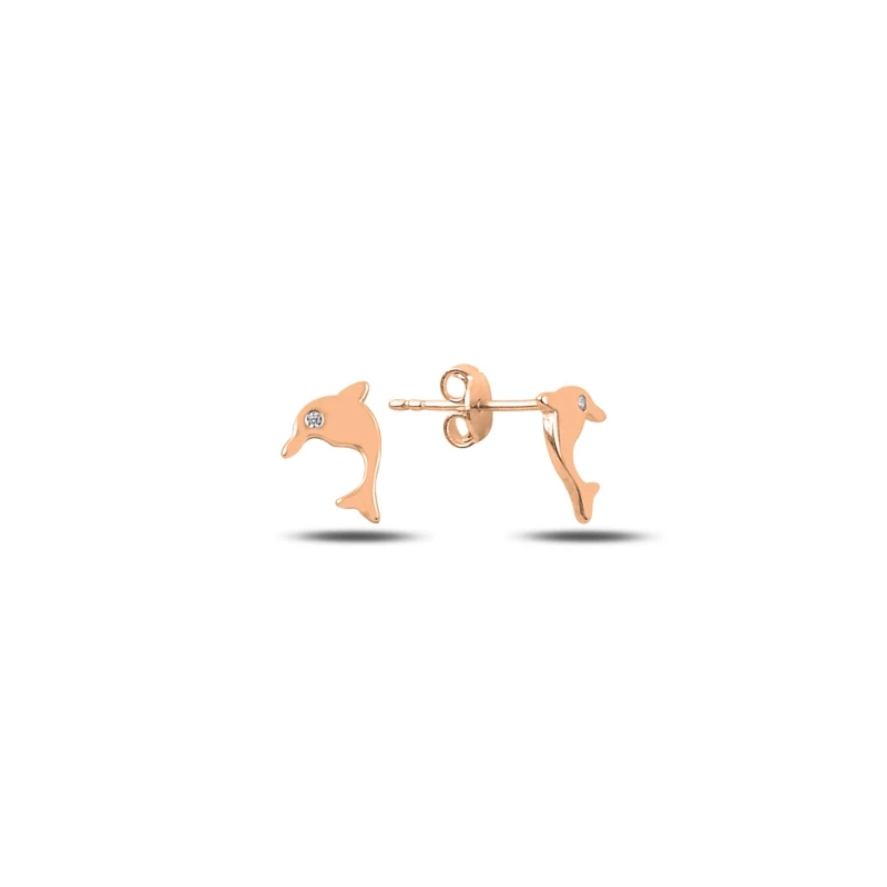 

Silver 925 Sterling Zircon Dolphin Fish Earrings