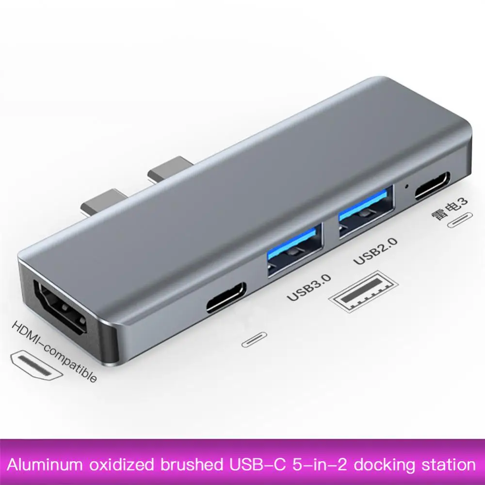 

Usb Hub 4 Port Universal 5 In 1 Double Male Type-c Hub Usb2.0/usb3.0 High Speed Hot Type C Hub For Pc Computer Laptop Usb-c Hub