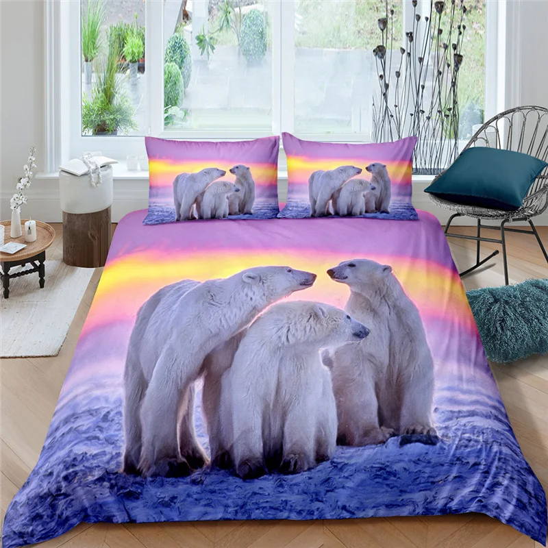 

Home Living Luxury Polar Bear Print 2/3Pcs Soft Duvet Cover Set Queen Size and King Size Kids Bedding Set EU/US/AU Size