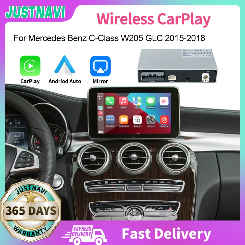 

JUSTNAVI Linux Беспроводная запись Apple Carplay для Mercedes Benz C-Class W205 GLC 2015-2018 NTG 5,0