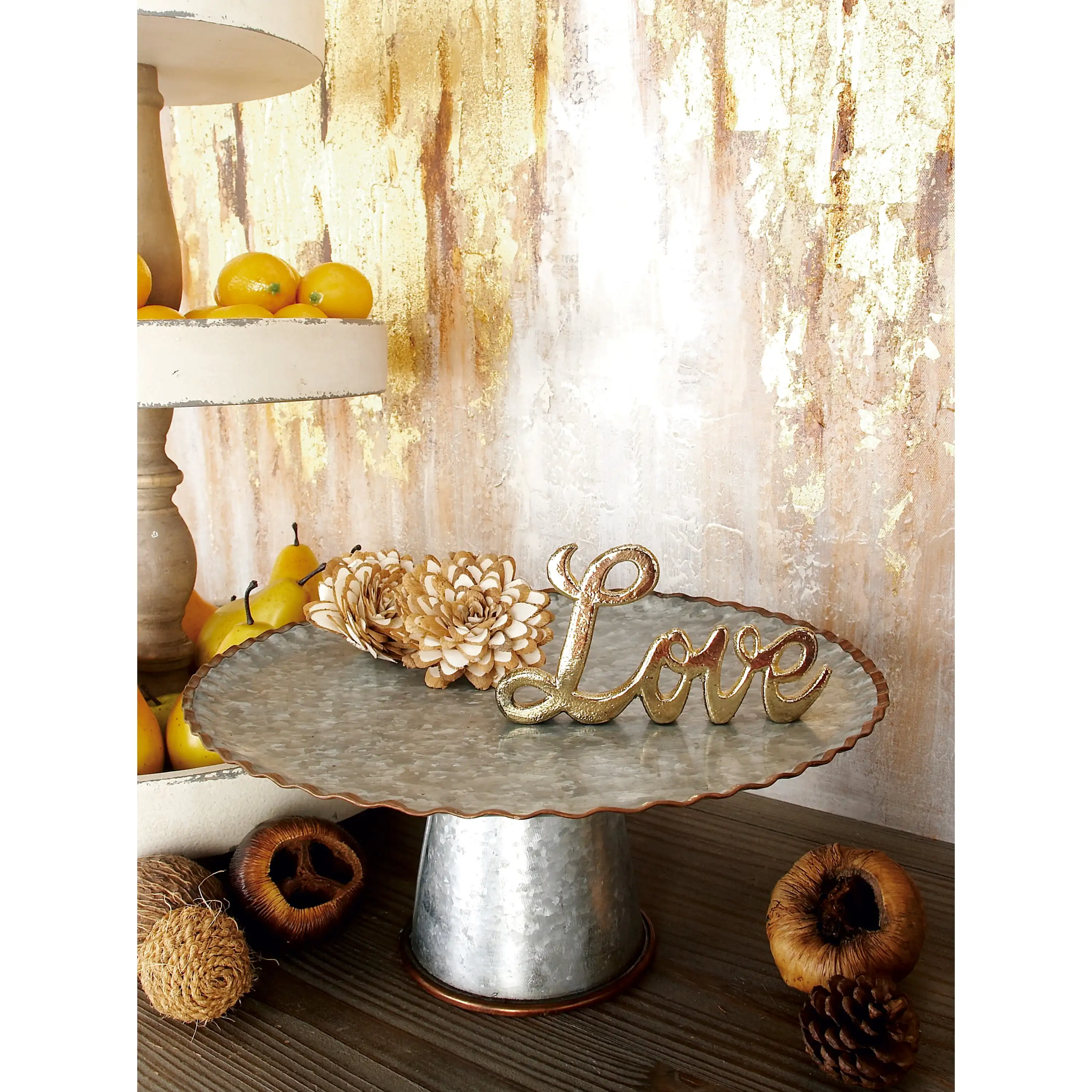 

9", 13", 15"W Gray Metal Galvanized Cake Stand, 3-Pieces