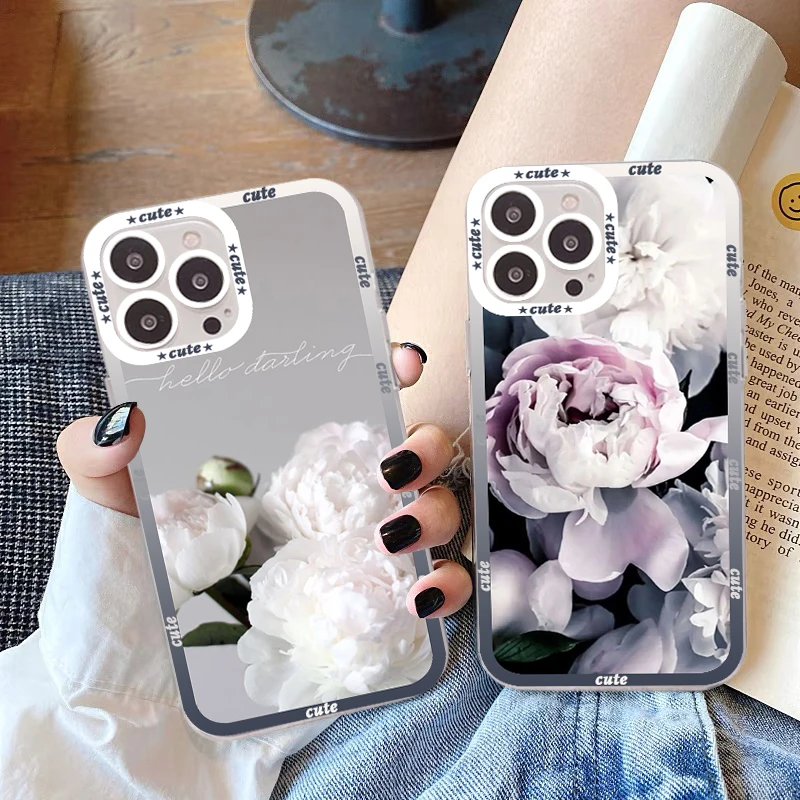 

Peonies beautiful flower Phone Case for iPhone 11 12 13 Mini Pro Max 14 Pro Max Case shell