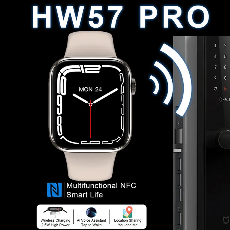 

Новинка 2023, умный Браслет HW57 Pro, спортивный телефон, голосовой помощник, мужские часы, Женский монитор сна, фитнес-браслет, серия 7 pk IWO13 W66