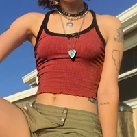 2021 summer new fashion contrast color tank top women casual fitness clothing off shoulder strapless crop top camisole