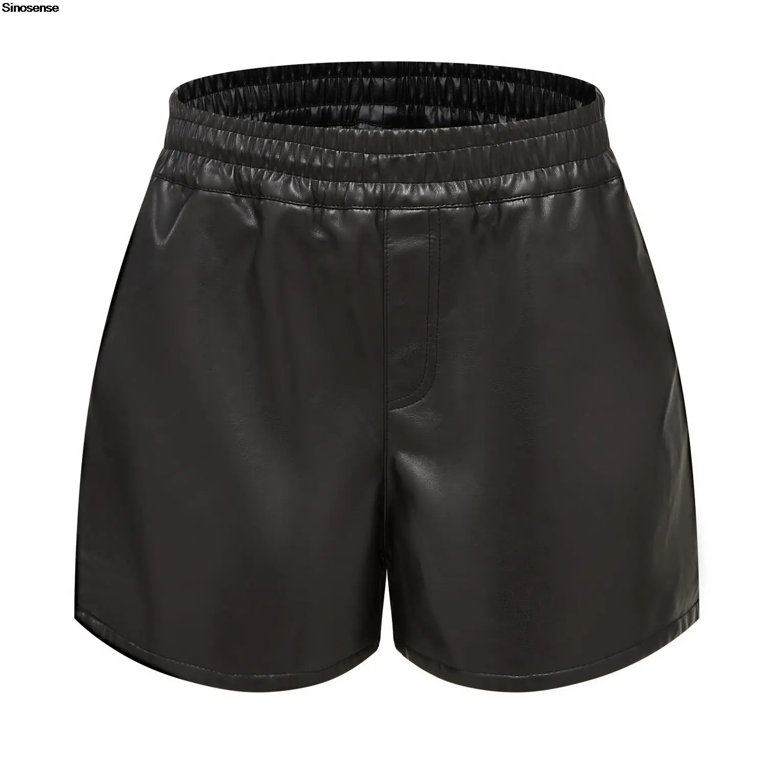 

Женские черные шорты из искусственной кожи, эластичные летние шорты с карманами, повседневные Прямые шорты из искусственной кожи с высокой талией, уличная одежда Y2K