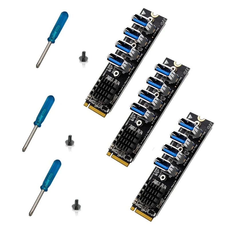

M.2 MKEY PCI-E Riser Card USB 3.0 PCI-E Riser Card M.2 To PCIE Extender Riser 4Port PCI-Express Adapter ASM1184E