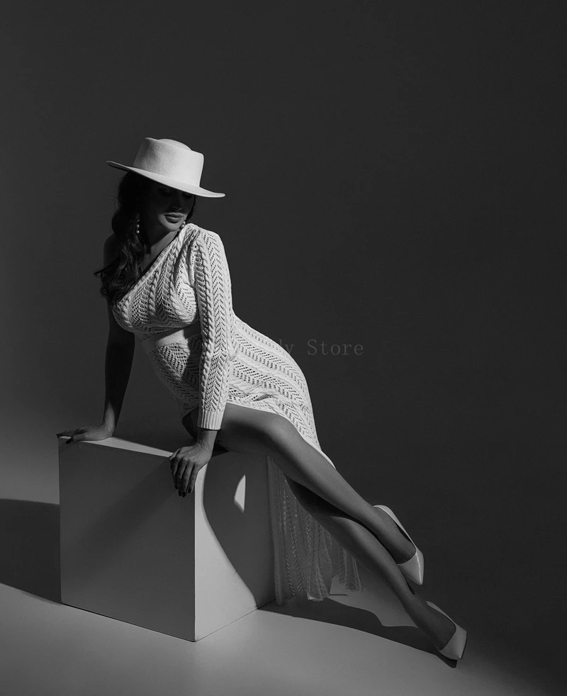 Платье для беременных фотосессии с открытыми плечами ажурное платье Макси