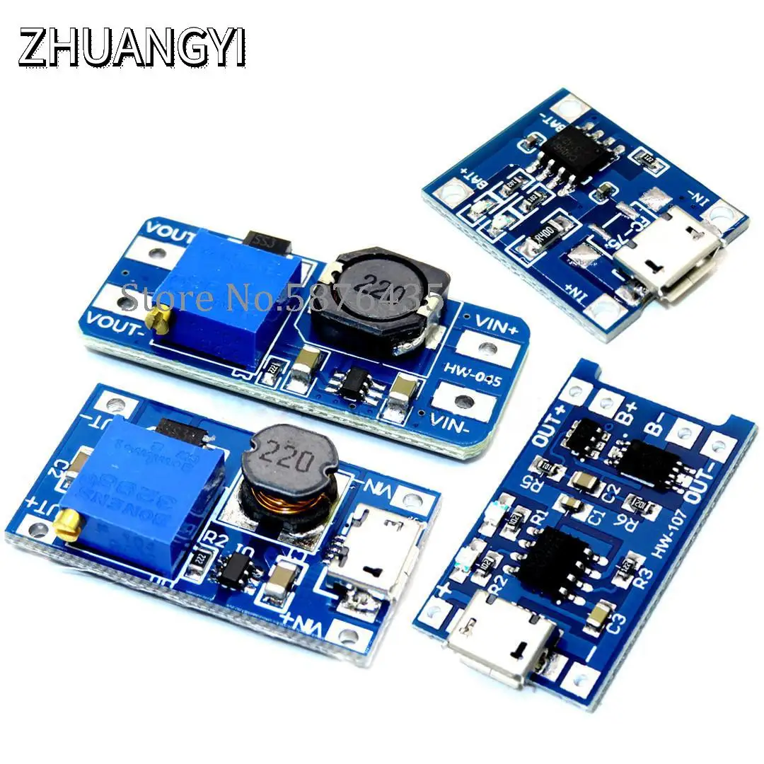 Micro USB 5V 1A 18650 TP4056 фотозарядная плата с защитой + MT3608 2А