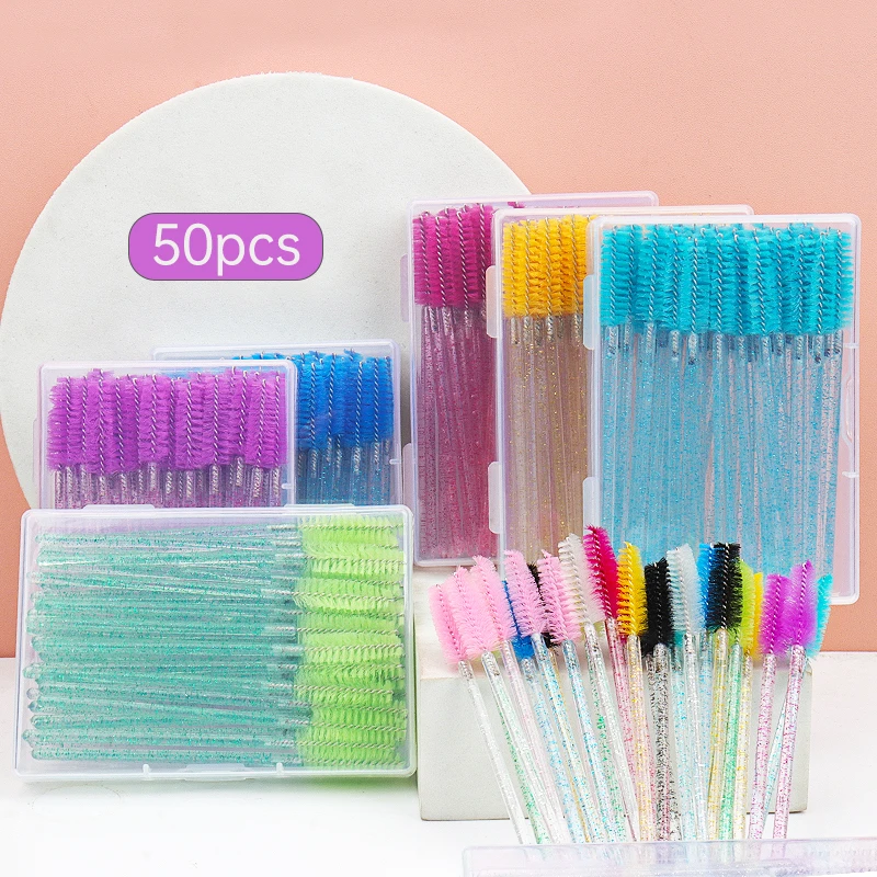 50 шт./кор. упакованы одноразовый кристалл ресниц кисти для макияжа со стразами