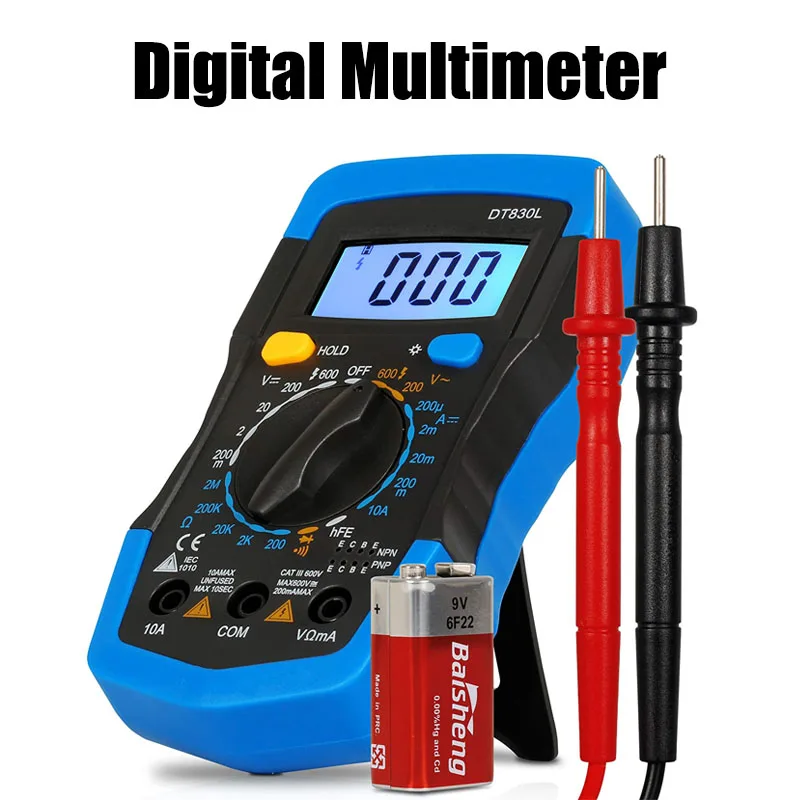 

Blu-ray Digital Multimeter DT830L A830L Multimeter High Precision High Safety Capacitance Resistance Tester With Desktop Stand