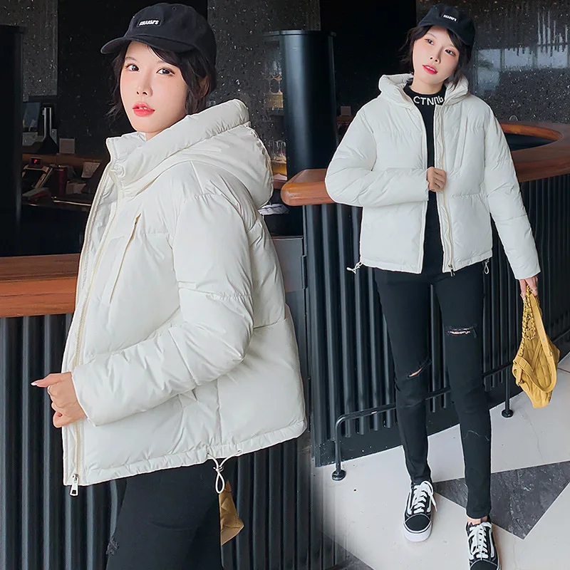 2022 Winter Women's Cotton Coat Cotton Jacket Korean Fashion Loose Cotton Coat St Collar Long Sleeve Solid Color Short Top