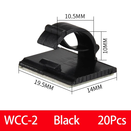 

20 шт. самоклеящиеся зажимы для проводов, органайзер для кабеля, WCC, зажим для стяжки, пластиковое крепление, держатель для настольной линии, застежка для управления сетью