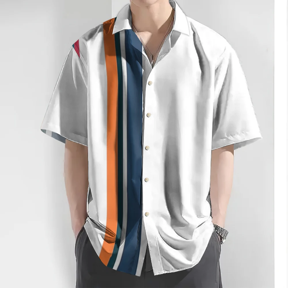 Мужская Повседневная рубашка в полоску свободная Гавайская быстросохнущая