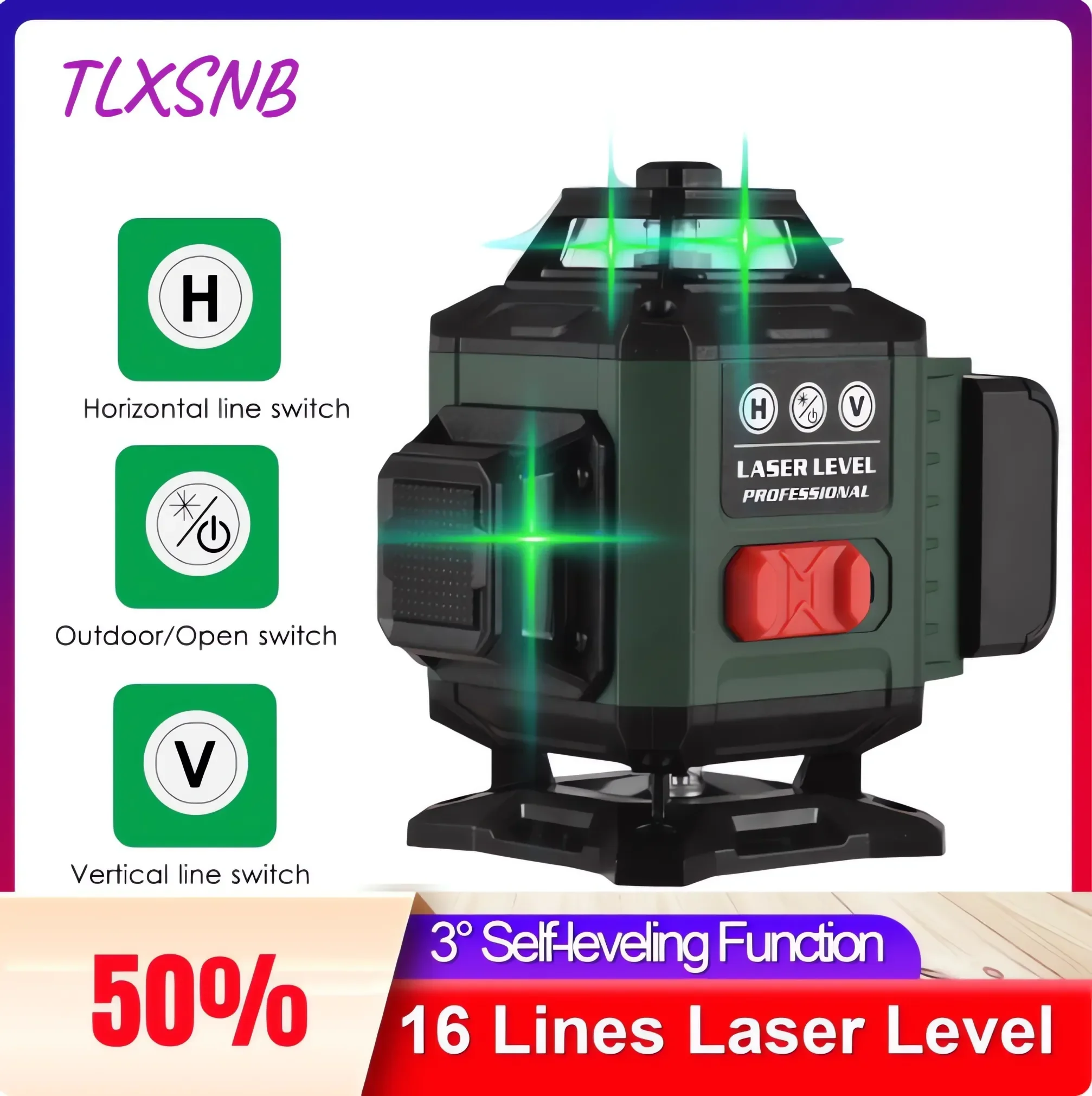 

Advanced Self-Leveling Laser Level 360 Self-leveling Effortless Alignment for Precise Measurements Professional Grade Laser Vert