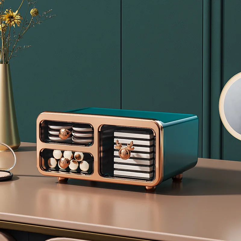 Light Luxury Makeup Organizer Drawer Bathroom Cosmetic Storage Box Lipstick Container  Facial Mask Powder 5-Piece Set Organizer