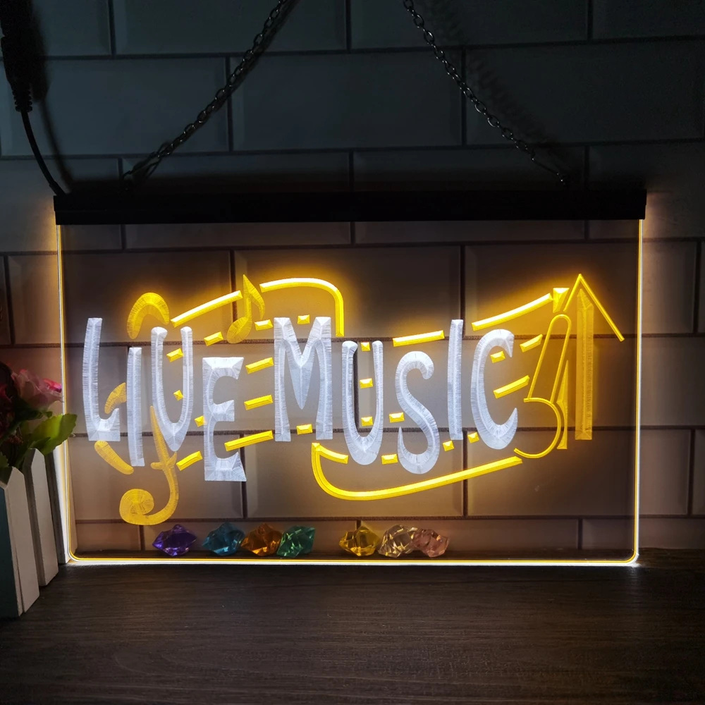 

Живая музыка бар лаундж клуб пиво 2 цветной дисплей светодиодная неоновая вывеска домашний декор Новогодняя стена Свадьба спальня
