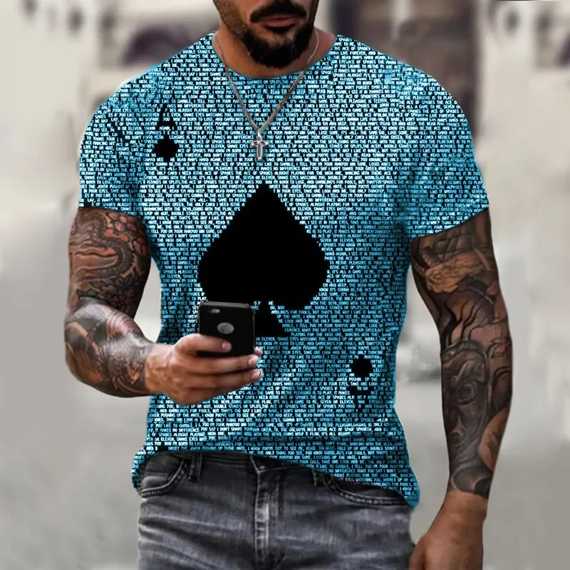 

2021 hot sale fashion men's summer T-shirt poker letter printing short-sleeved O-neck pullover top casual T-shirt men&am