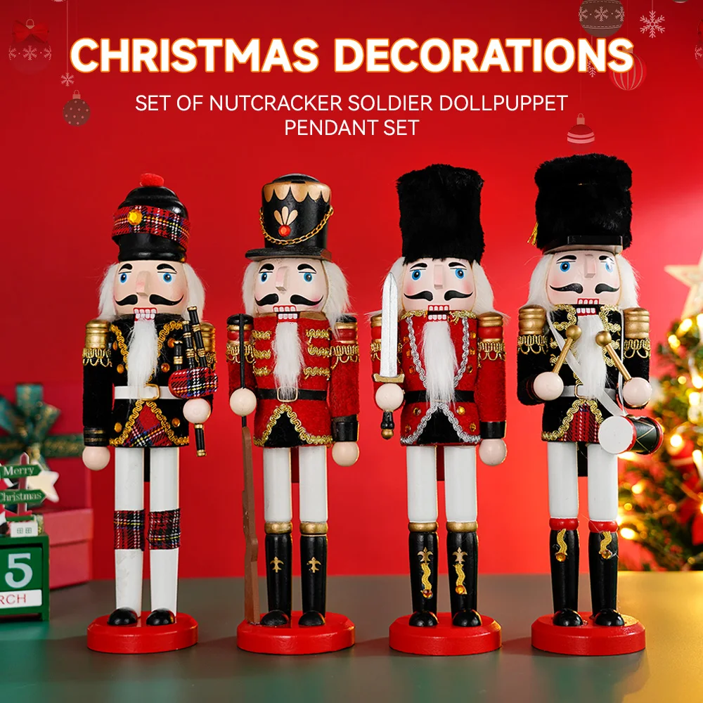 

30CM Christmas Nutcracker Wooden Soldiers Puppet Doll Handmade Crafts Creative Festival Gifts Ornaments Home Office Decoration