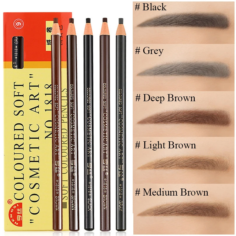 

Sdotter 12pcs/set 5colors Available Eyebrow Pencil Cosmetics for Makeup Tint Waterproof Microblading Pen Brown Eye Brow Natural