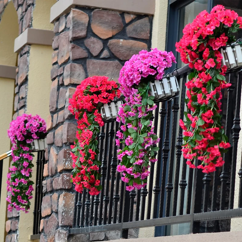 

2Bundles Artificial Outdoor Flowers Vine No Fade Fake Flowers for Garden Porch Window Box Decorating Hanging Planters Home Decor