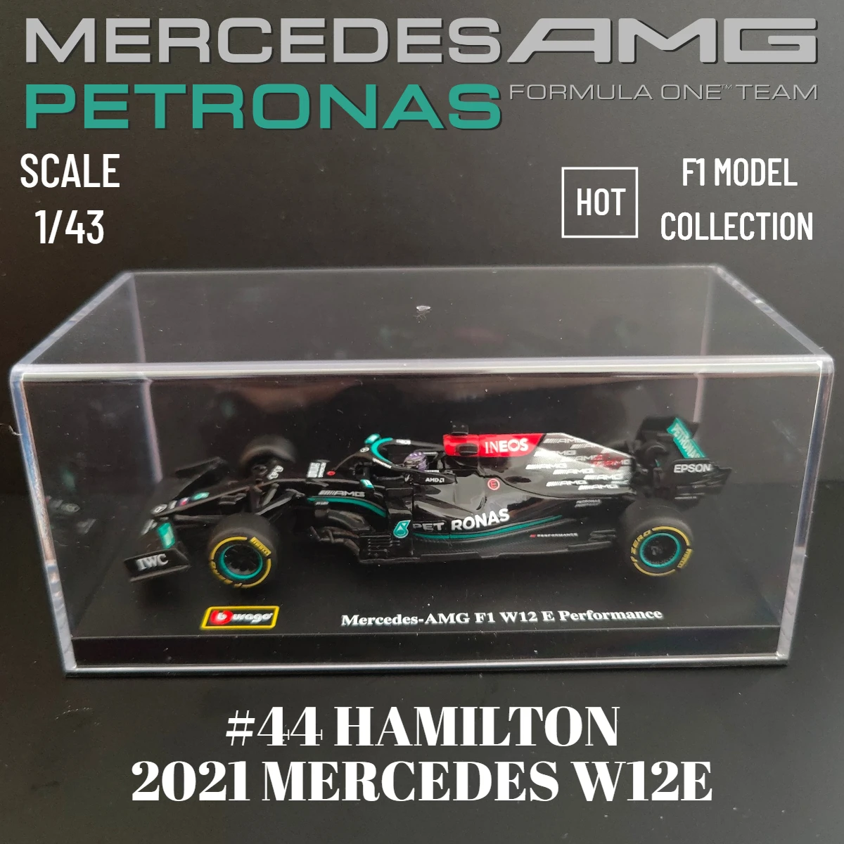 

Bburago масштаб 1:43 F1 2021 2022 акриловый чехол модель автомобиля Реплика Red Bull Racing Verstappen Ferrari Mercedes Гамильтон W12E игрушка