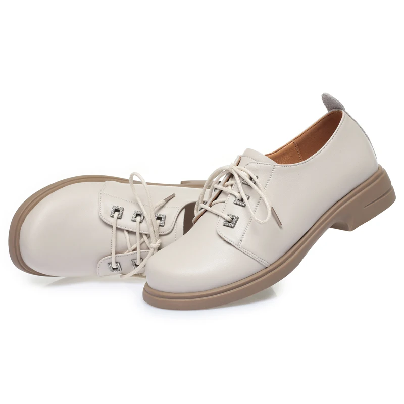 AIYUQI Women Loafers Autumn 2023 New Lace-up Genuine Leather Women Shoes Non-slip Casual British Style Women's Shoes