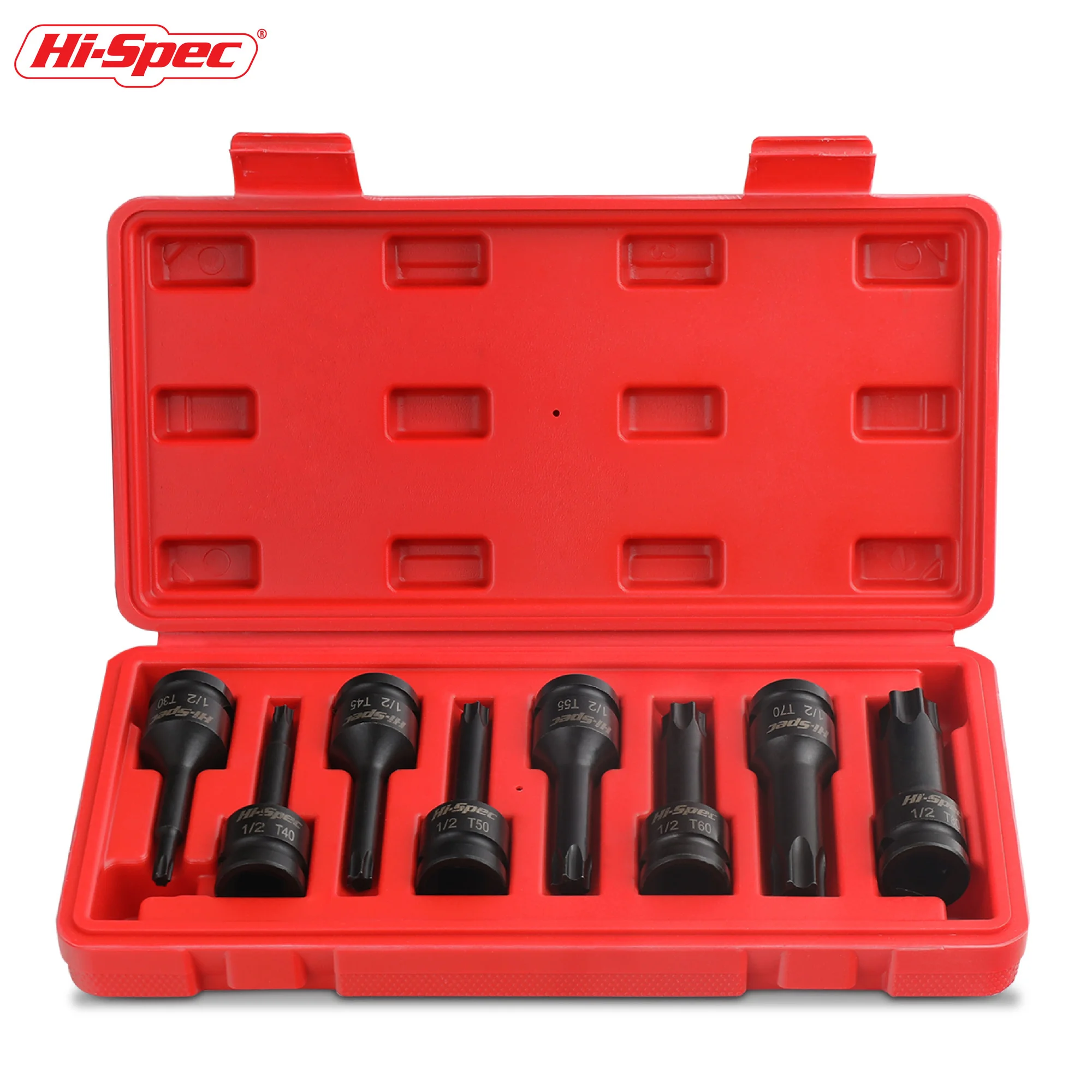 

1/2" Torx Bit Star Socket H Type T Type M Type Square Drive CR-MO Impact Socket Bit Tool With Case H4-H22 T30-T80 M5-M18