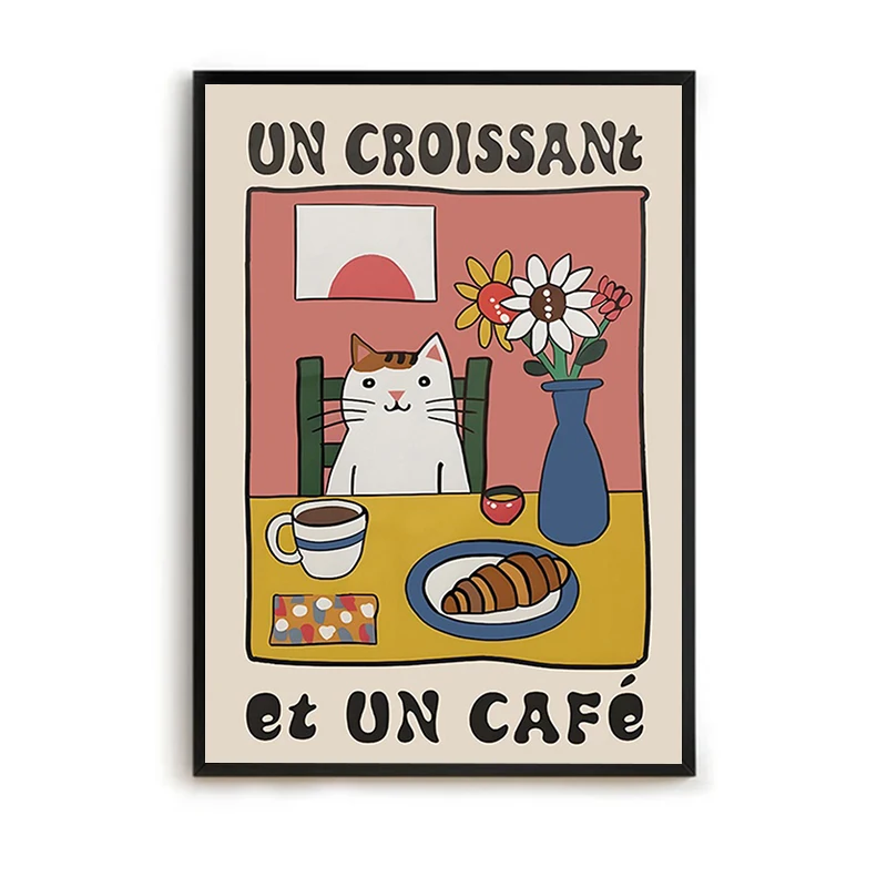 Ретро кухонный холст постер кошка шеф-повар художественный принт посуда