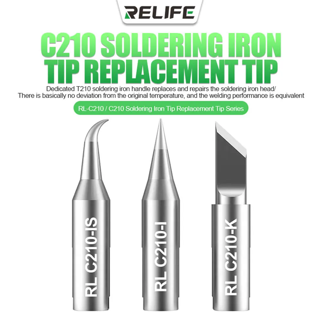 

RELIFE RL-C210 T210/K/I/IS Universal C210 Soldering Iron Tip Replacement Head Replacement Repair Soldering Station Welding JBC