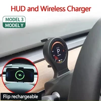 car hud head up display lcd instrument multimedia refit dashboard for tesla model 3 y wireless charger charging holder
