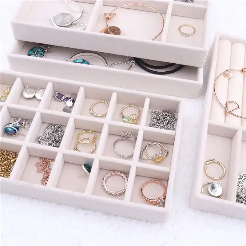 Fashion Velet Jewelry Display Organizer Box Tray Holder Ring Earring Bracelet Jewelry Storage Case  Casket Gift Box