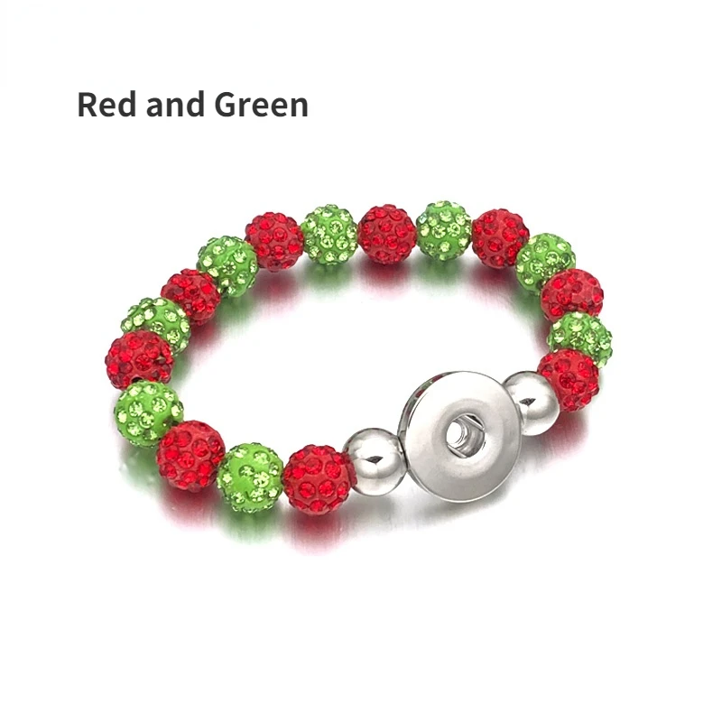 Elastic Candy Colors Expandable Stretch Crystal Beads Bracelet 18mm Snap Button Interchangeable Jewelry Bangle Bracelets